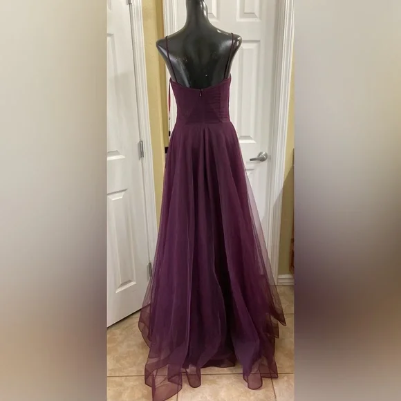 La Femme - 29076 V-Neck Semi-Sheer Bodice Junior Prom Gown NWT Size 6